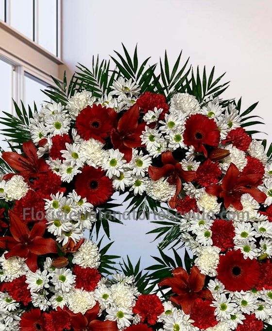 Corona funeraria variada roja